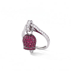 Anillo Campanella de Capri con circonitas rojo magenta