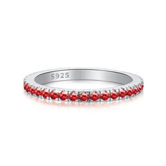 Anillo Eternity Veretta con Circonios Rojos 2 mm