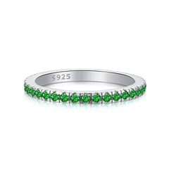Anillo Eternity Veretta con Circonios Verde Esmeralda 2 mm