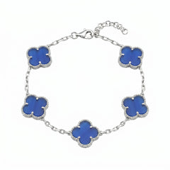 Four-Leaf Clover Bracelet with Blue Onyx