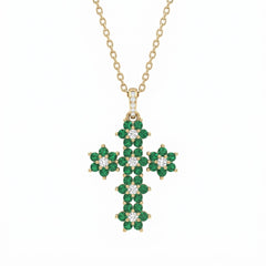 "Magic Emerald" Green Cross Necklace