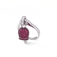 Anillo Campanella de Capri con circonitas rojo magenta