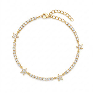 Tobillera de tenis con estrellas pavé
