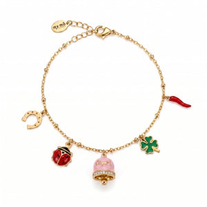Pulsera de la suerte con campanilla «Capri» rosa pastel