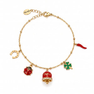 Pulsera de la suerte con campanilla «Capri» roja