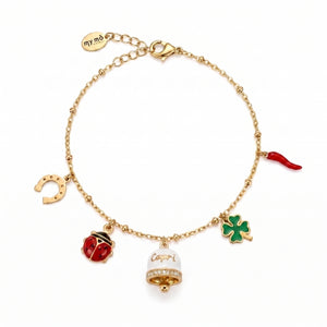 Pulsera de la suerte con campanilla «Capri» blanca