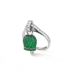 Anillo Campanella de Capri con circonitas verdes