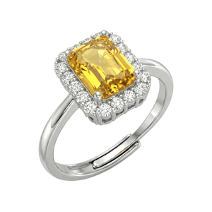 Anello Con Pietra Rettangolare Gialla e Zirconi - My Mo Gioielli