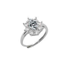 Kate Flower Ring with White Stone and White Zirconia