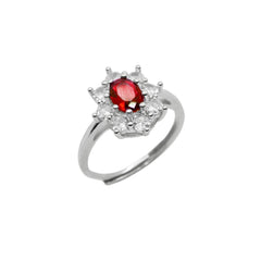 Kate Flower Ring with Red Stone and White Zircons