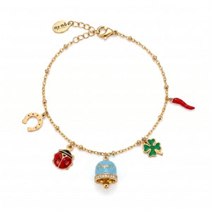 Pulsera de la suerte con campanilla "Capri" azul celeste