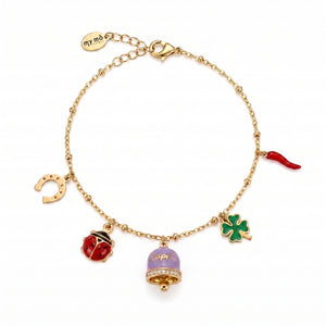 Pulsera de la suerte con campanilla «Capri» color glicina