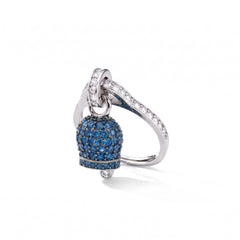 Anillo Campanella de Capri con circonitas azules