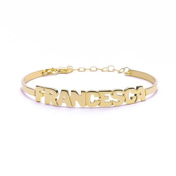 Bracciale Nome Stampatello Rigido Aperto - My Mo Gioielli