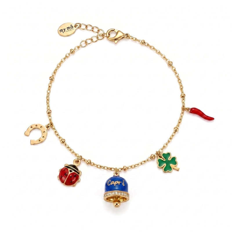 Bracciale Portafortuna con Campanella "Capri" Blu - My Mo Gioielli