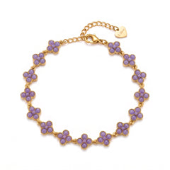 Pulsera de tréboles de cuatro hojas con piedras color glicina