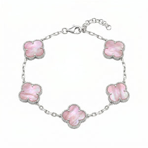 Bracciale Quadrifoglio con Madreperla Rosa - My Mo Gioielli