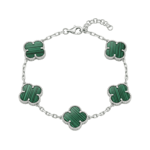 Bracciale Quadrifoglio con Malachite - My Mo Gioielli