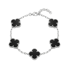 Four-leaf Clover Bracelet with Black Onyx