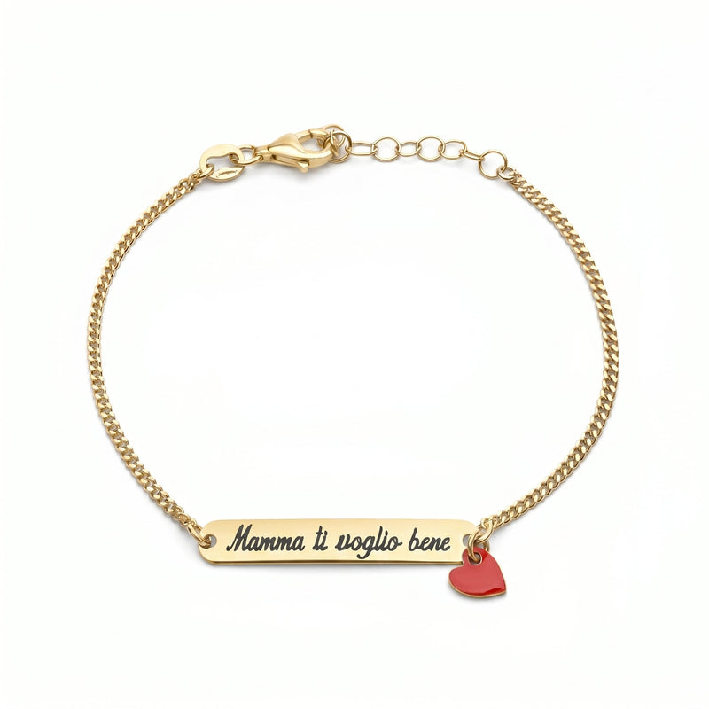 Bracciale Targhetta Mamma T.V.B con Cuore - My Mo Gioielli