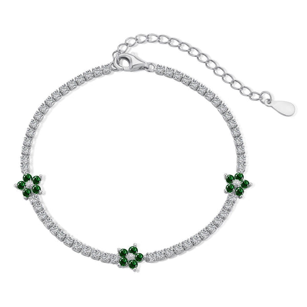 Bracciale Tennis con Fiori Verde 2 mm - My Mo Gioielli