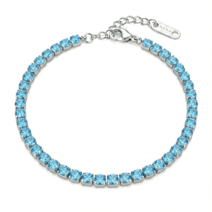 Bracciale Tennis con Zirconi Azzurri 3 mm in Acciaio Inossidabile - My Mo Gioielli