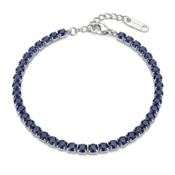 Bracciale Tennis con Zirconi Blu 3 mm in Acciaio Inossidabile - My Mo Gioielli