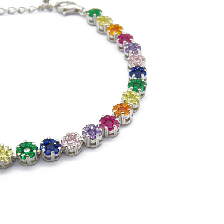 Bracciale Tennis Fiore Rainbow Argento - My Mo Gioielli