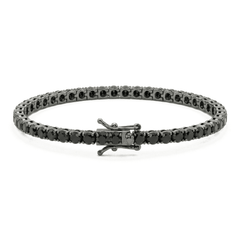 Tennis Bracelet Black Zirconia Ruthenium Finish 3 mm