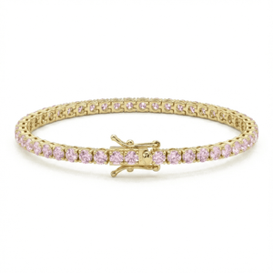 Bracciale Tennis Zirconi Rosa 3mm Placcato in Oro Rosa - My Mo Gioielli