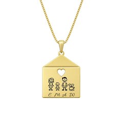 Collar Casa Con Familia Componible y Corazón calado