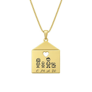 Collana Casa Con Famiglia Componibile e Cuore traforato - My Mo Gioielli