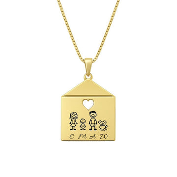 Collana Casa Con Famiglia Componibile e Cuore traforato - My Mo Gioielli