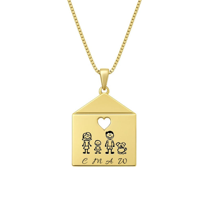 Collana Casa Con Famiglia Componibile e Cuore traforato - My Mo Gioielli