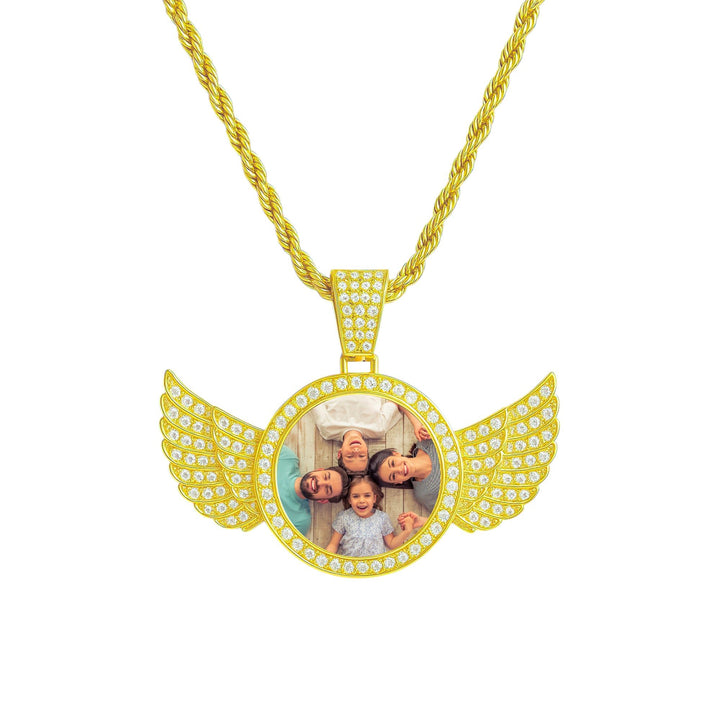 Collana Ciondolo con le Ali con Foto Personalizzata in Acciaio - My Mo Gioielli