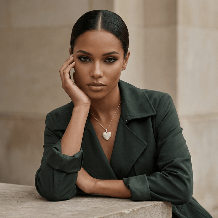 Collana Corda con "Cuore Bombato" 3D Pavé - My Mo Gioielli