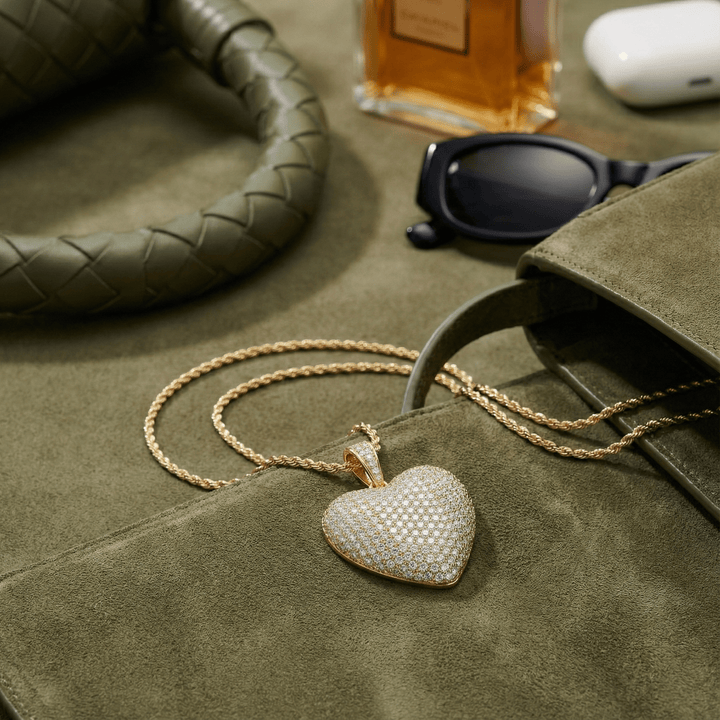 Collana Corda con "Cuore Bombato" 3D Pavé - My Mo Gioielli