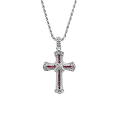 Red Intertwined Gothic Cross Necklace with Slim 1.5 mm Rope Cord