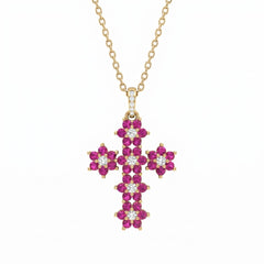 "Magic Emerald" Cross Necklace Fuchsia