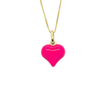 Collana Cuore Bombato Smaltato Rosa Fluo - My Mo Gioielli