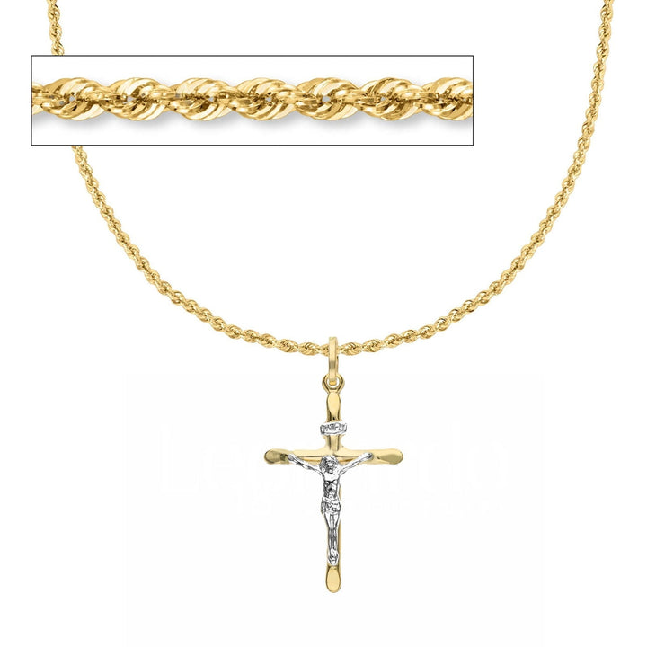 Collana Fune Corda con Croce Bicolore in Oro 18kt 2 mm - My Mo Gioielli