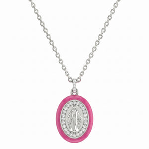 Collana Madonnina Smaltata Fucsia e Zirconi - My Mo Gioielli
