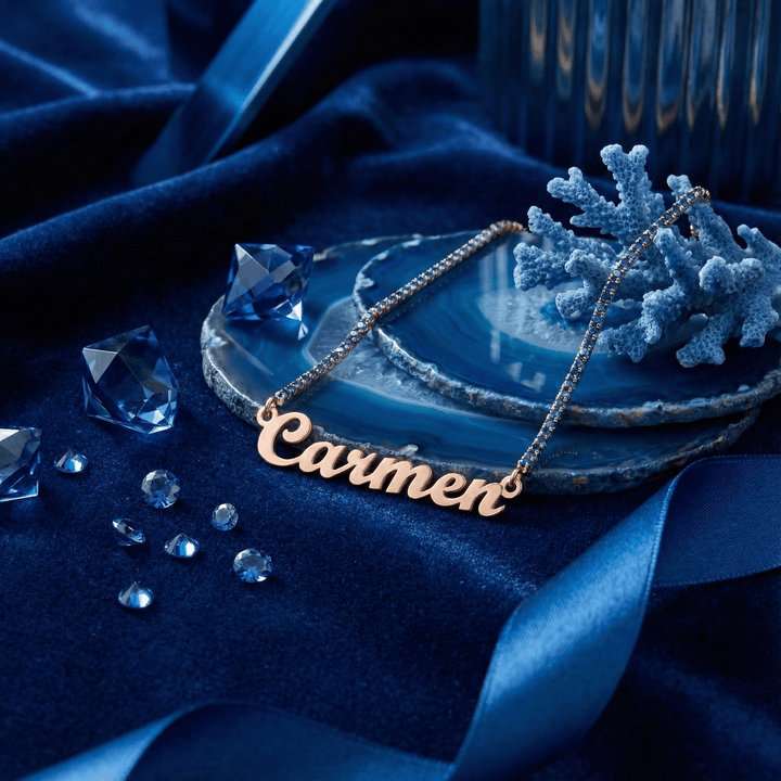 Collana Nome Tennis Blu - My Mo Gioielli