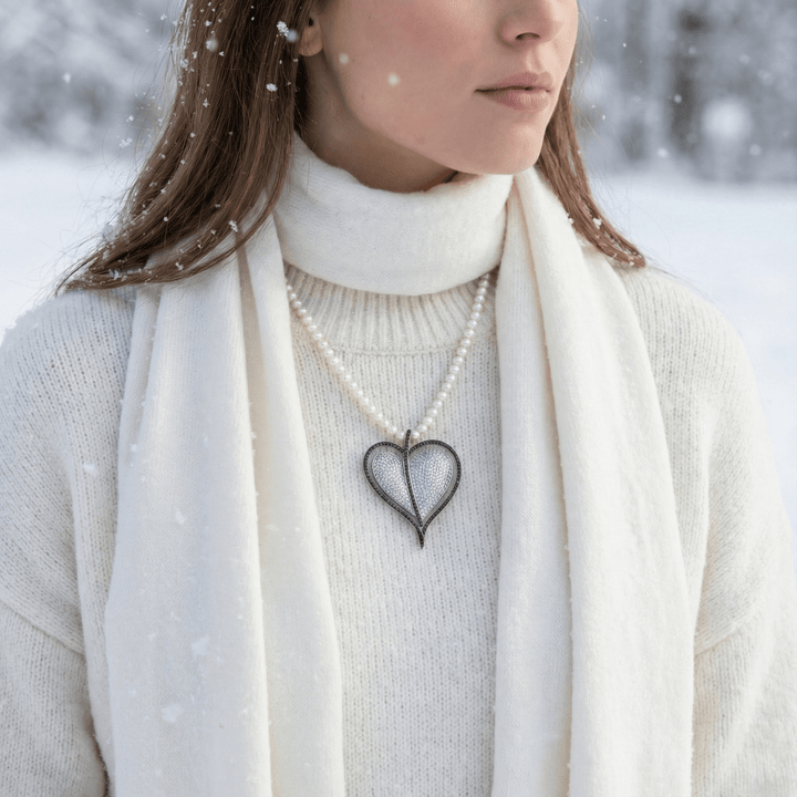 Collana Perle con Maxi Cuore 3D "Black & White" - My Mo Gioielli