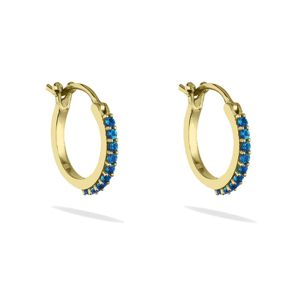 Orecchini Cerchio Zirconi Blu in Oro 18Kt - My Mo Gioielli