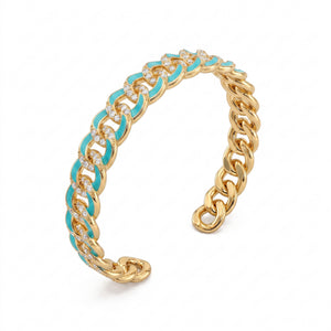 Pulsera rígida Groumette esmaltada verde petróleo